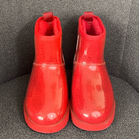 NEW UGG Women’s Classic Clear Mini Waterproof Ankle Boots- Red 1113190- Size 8 - Picture 3 of 8